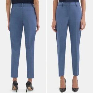 Theory Blue Stretch Piqúe Knit Slim-Fit Ankle Pants